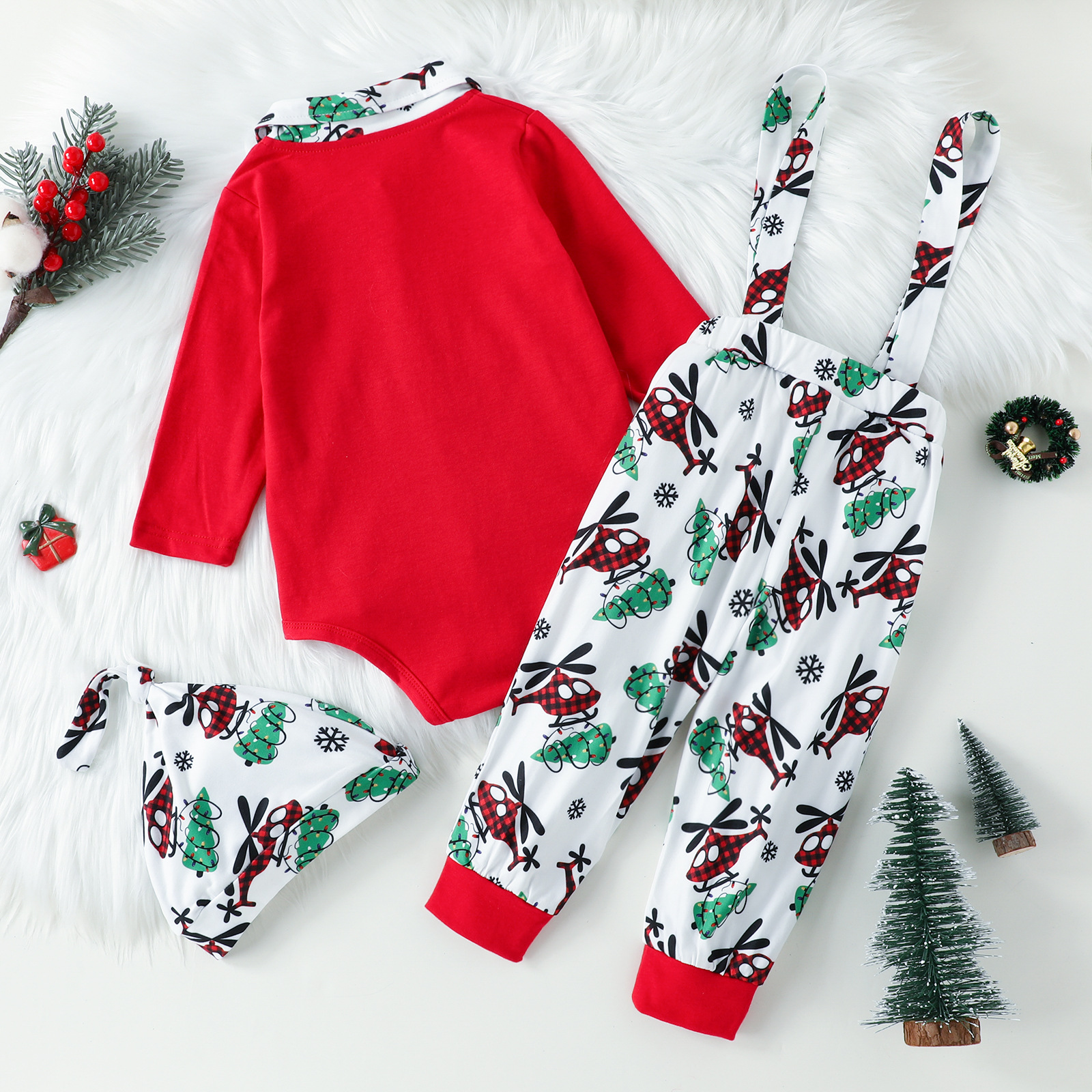 3Pcs Infant Baby Boy Christmas Outfit